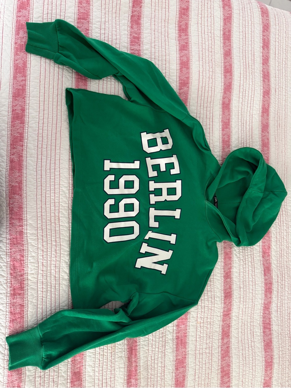 Zara Green Hooded Sweatshirt